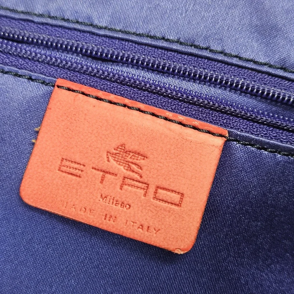 ETRO Velvet Embossed Leather Tote Bag‎ Purse